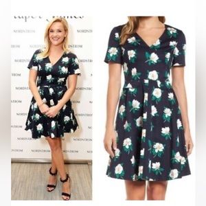 Draper James Magnolia Love Circle Short Sleeve Dress, Size 6, Navy and White